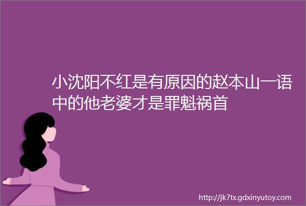 小沈阳不红是有原因的赵本山一语中的他老婆才是罪魁祸首